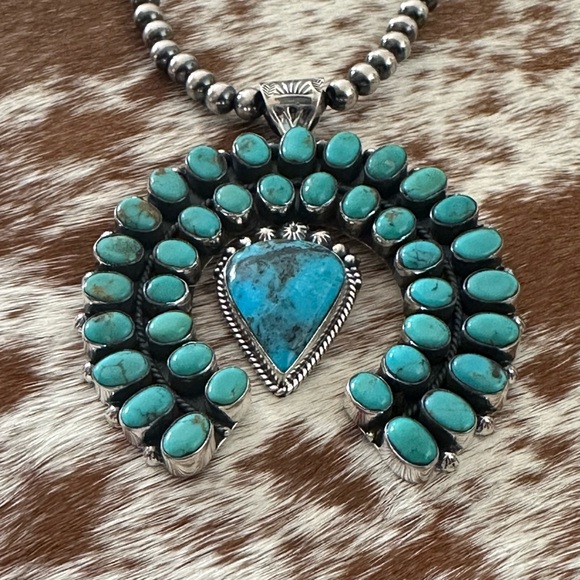 Sold ❤️ Turquoise mega naja southwestern sterling silver naja - Picture 7 of 10